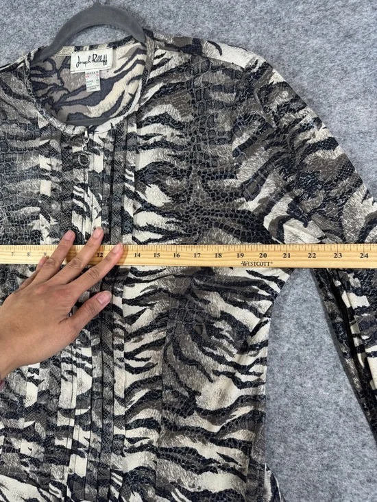 Vintage Joseph Ribkoff Animal Print Zip Up Cardigan Size 10 Maximalist Eclectic - Picture 7 of 16